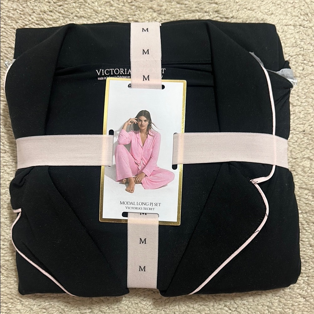 Victoria's Secret Black Modal Long PJ Set